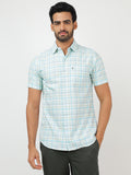 Check Short Sleeves Sky Blue & White (100% Cotton)