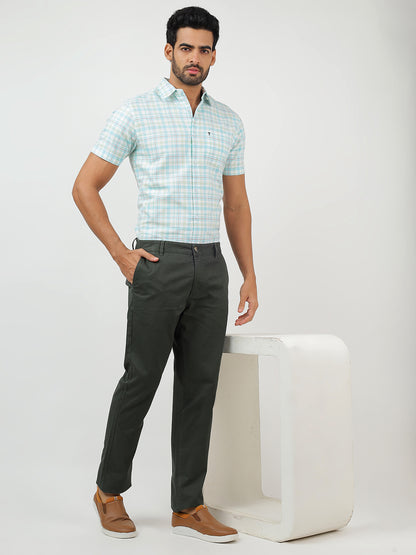 Check Short Sleeves Sky Blue & White (100% Cotton)