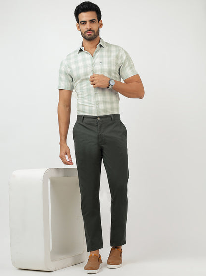 Check Short Sleeves White & Green (100% Cotton)