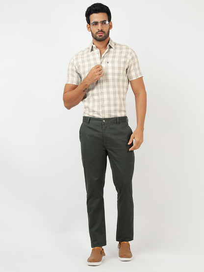 Check Short Sleeves Beige & Grey (100% Cotton)